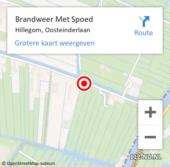 Locatie op kaart van de 112 melding: Brandweer Met Spoed Naar Hillegom, Oosteinderlaan op 8 december 2016 09:59