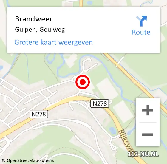 Locatie op kaart van de 112 melding: Brandweer Gulpen, Geulweg op 3 januari 2014 18:46