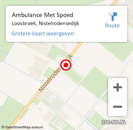 Locatie op kaart van de 112 melding: Ambulance Met Spoed Naar Loosbroek, Nistelrodensedijk op 8 december 2016 10:25