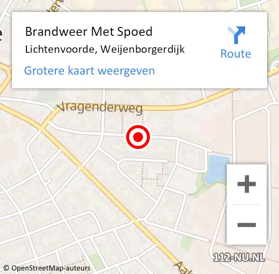 Locatie op kaart van de 112 melding: Brandweer Met Spoed Naar Lichtenvoorde, Weijenborgerdijk op 3 januari 2014 18:49