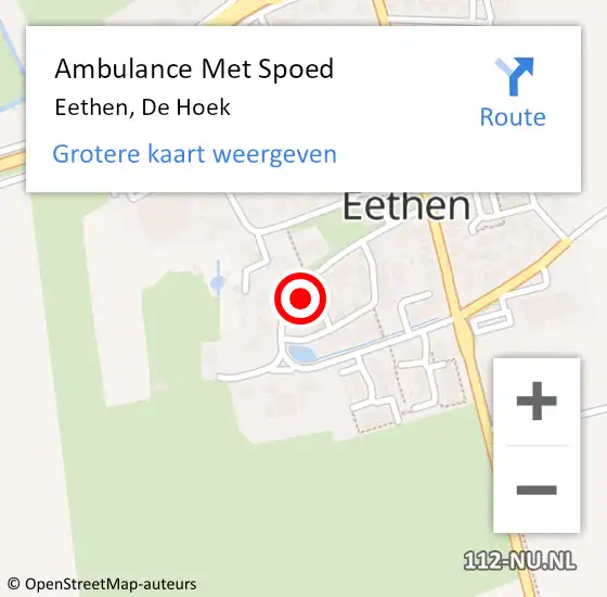 Locatie op kaart van de 112 melding: Ambulance Met Spoed Naar Eethen, De Hoek op 8 december 2016 10:34