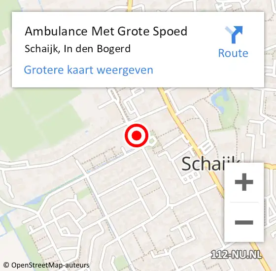 Locatie op kaart van de 112 melding: Ambulance Met Grote Spoed Naar Schaijk, In den Bogerd op 8 december 2016 11:05