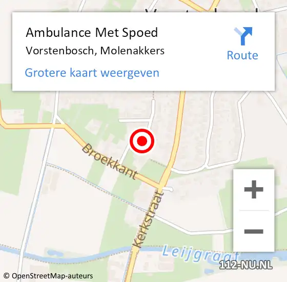 Locatie op kaart van de 112 melding: Ambulance Met Spoed Naar Vorstenbosch, Molenakkers op 8 december 2016 11:22