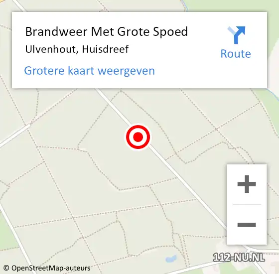 Locatie op kaart van de 112 melding: Brandweer Met Grote Spoed Naar Ulvenhout, Huisdreef op 8 december 2016 11:24