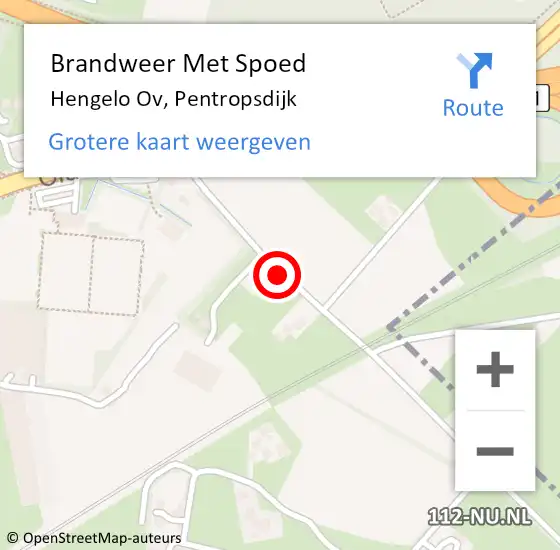 Locatie op kaart van de 112 melding: Brandweer Met Spoed Naar Hengelo Ov, Pentropsdijk op 3 januari 2014 18:54