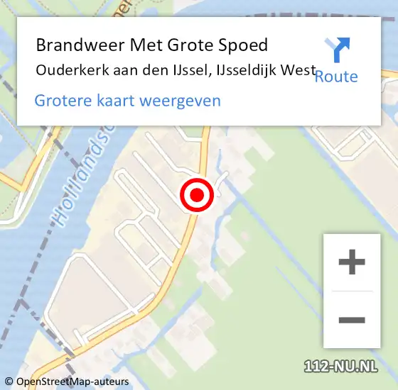 Locatie op kaart van de 112 melding: Brandweer Met Grote Spoed Naar Ouderkerk aan den IJssel, IJsseldijk West op 8 december 2016 11:42