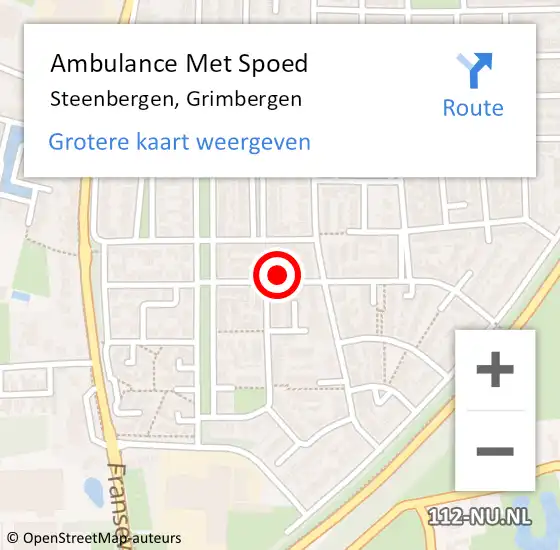 Locatie op kaart van de 112 melding: Ambulance Met Spoed Naar Steenbergen, Grimbergen op 8 december 2016 11:44