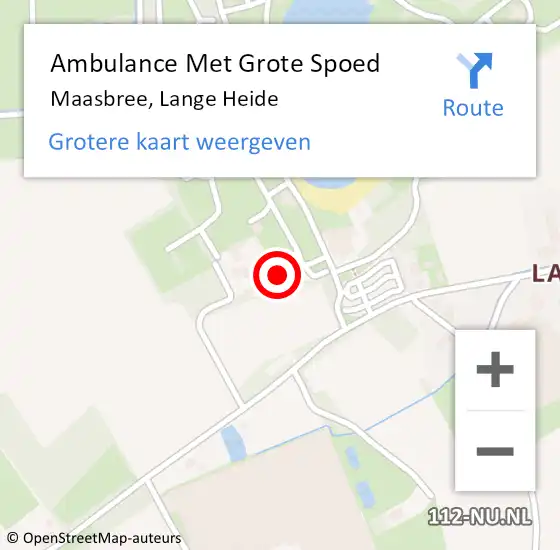 Locatie op kaart van de 112 melding: Ambulance Met Grote Spoed Naar Maasbree, Lange Heide op 8 december 2016 12:08