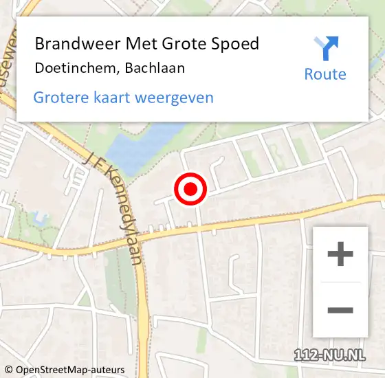 Locatie op kaart van de 112 melding: Brandweer Met Grote Spoed Naar Doetinchem, Bachlaan op 8 december 2016 12:11