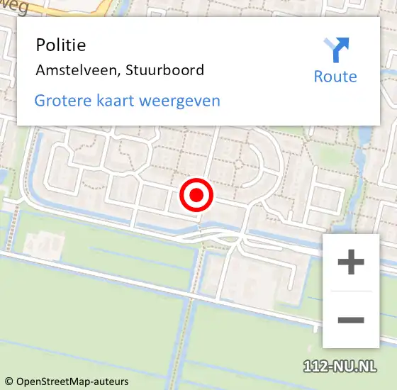 Locatie op kaart van de 112 melding: Politie Amstelveen, Stuurboord op 8 december 2016 12:36