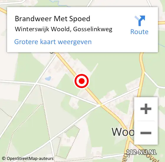 Locatie op kaart van de 112 melding: Brandweer Met Spoed Naar Winterswijk Woold, Gosselinkweg op 3 januari 2014 18:59