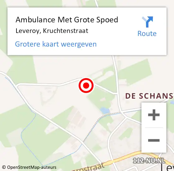 Locatie op kaart van de 112 melding: Ambulance Met Grote Spoed Naar Leveroy, Kruchtenstraat op 8 december 2016 12:58