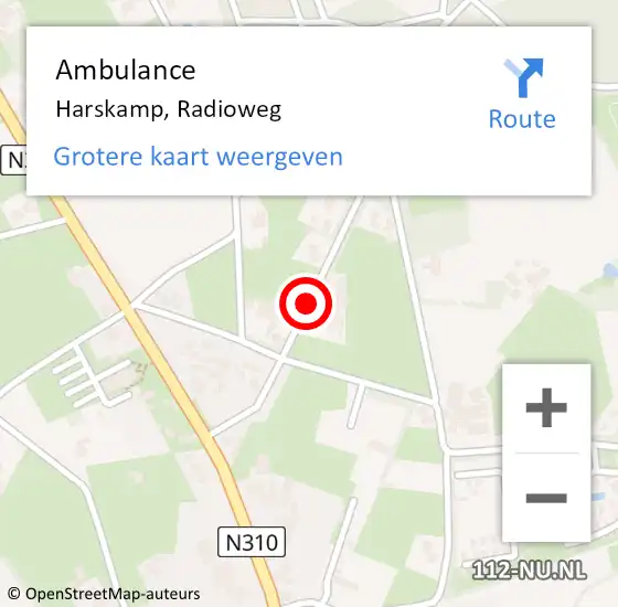 Locatie op kaart van de 112 melding: Ambulance Harskamp, Radioweg op 8 december 2016 13:08