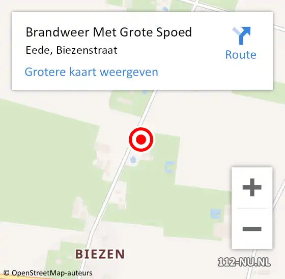 Locatie op kaart van de 112 melding: Brandweer Met Grote Spoed Naar Eede, Biezenstraat op 8 december 2016 14:02