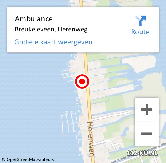 Locatie op kaart van de 112 melding: Ambulance Breukeleveen, Herenweg op 8 december 2016 14:05