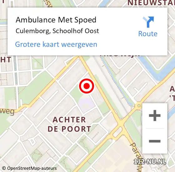 Locatie op kaart van de 112 melding: Ambulance Met Spoed Naar Culemborg, Schoolhof Oost op 8 december 2016 14:33