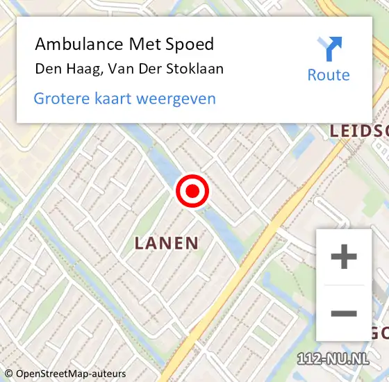 Locatie op kaart van de 112 melding: Ambulance Met Spoed Naar Den Haag, Van Der Stoklaan op 8 december 2016 15:09
