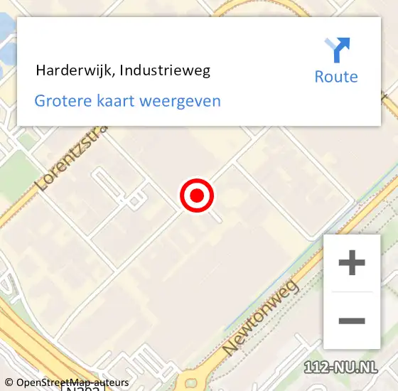 Locatie op kaart van de 112 melding:  Harderwijk, Industrieweg op 8 december 2016 15:42