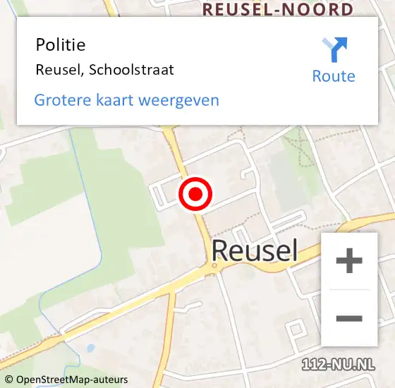 Locatie op kaart van de 112 melding: Politie Reusel, Schoolstraat op 8 december 2016 16:07