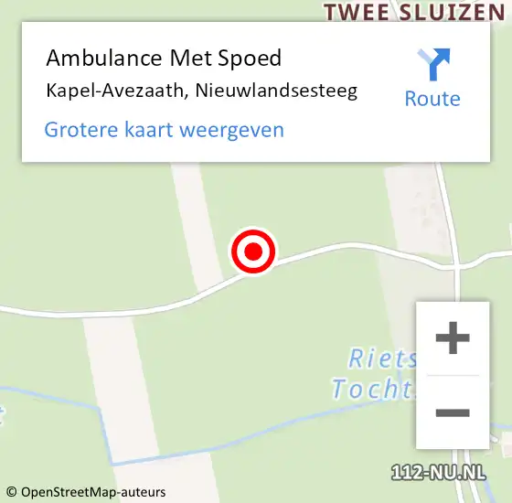 Locatie op kaart van de 112 melding: Ambulance Met Spoed Naar Kapel-Avezaath, Nieuwlandsesteeg op 8 december 2016 16:10