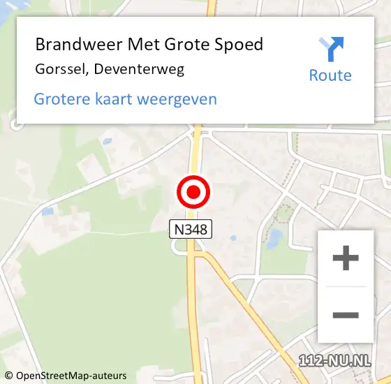 Locatie op kaart van de 112 melding: Brandweer Met Grote Spoed Naar Gorssel, Deventerweg op 8 december 2016 17:25