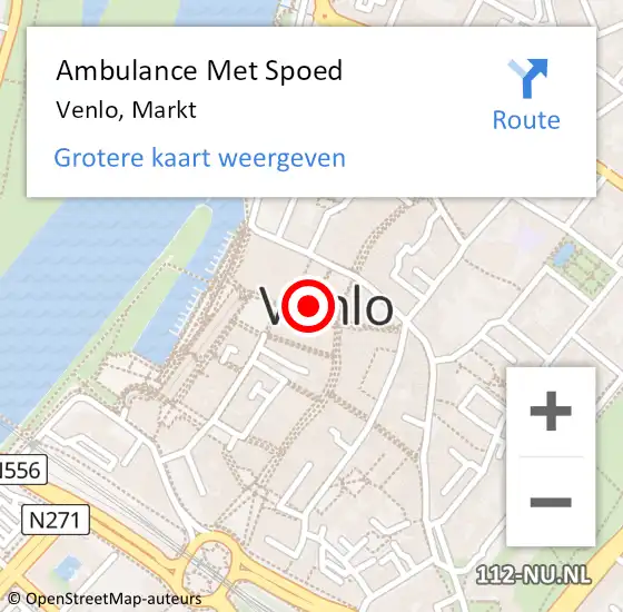 Locatie op kaart van de 112 melding: Ambulance Met Spoed Naar Venlo, Markt op 8 december 2016 17:31