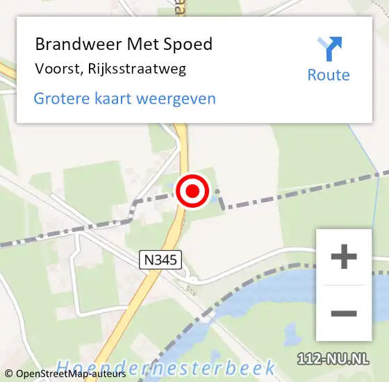 Locatie op kaart van de 112 melding: Brandweer Met Spoed Naar Voorst, Rijksstraatweg op 8 december 2016 18:07