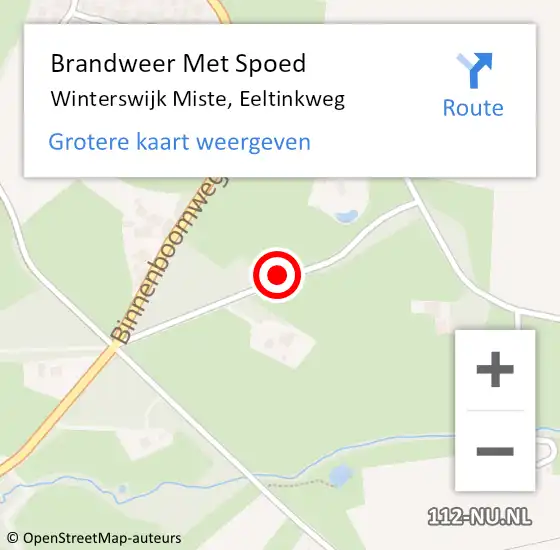 Locatie op kaart van de 112 melding: Brandweer Met Spoed Naar Winterswijk Miste, Eeltinkweg op 3 januari 2014 19:33