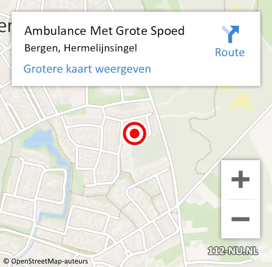 Locatie op kaart van de 112 melding: Ambulance Met Grote Spoed Naar Bergen, Hermelijnsingel op 8 december 2016 18:31