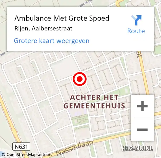 Locatie op kaart van de 112 melding: Ambulance Met Grote Spoed Naar Rijen, Aalbersestraat op 8 december 2016 18:52