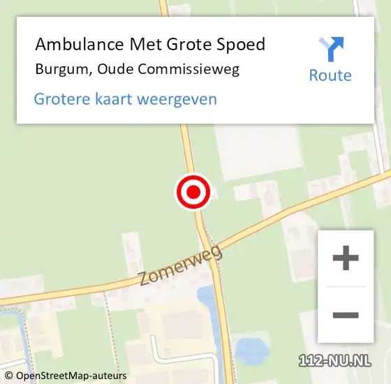 Locatie op kaart van de 112 melding: Ambulance Met Grote Spoed Naar Burgum, Oude Commissieweg op 8 december 2016 19:12