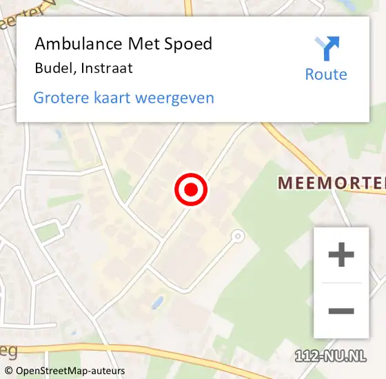 Locatie op kaart van de 112 melding: Ambulance Met Spoed Naar Budel, Instraat op 8 december 2016 20:11