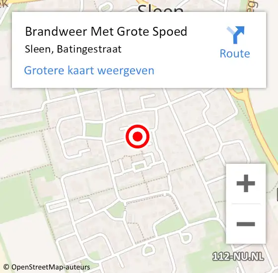 Locatie op kaart van de 112 melding: Brandweer Met Grote Spoed Naar Sleen, Batingestraat op 8 december 2016 21:55