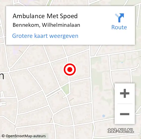 Locatie op kaart van de 112 melding: Ambulance Met Spoed Naar Bennekom, Wilhelminalaan op 8 december 2016 23:09