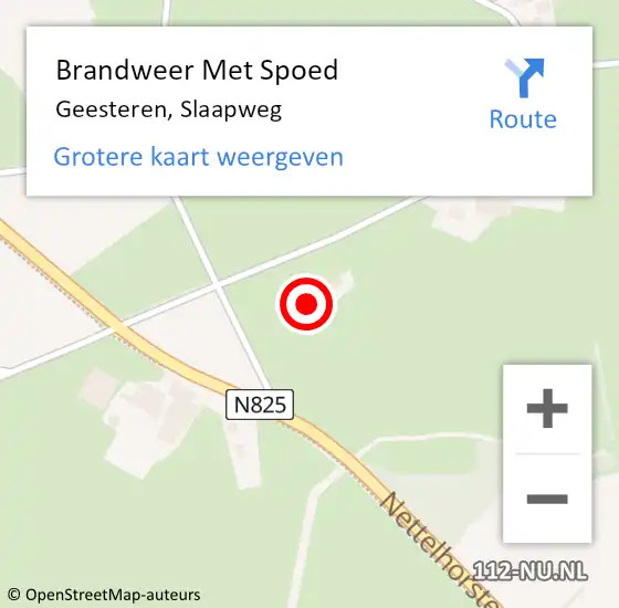 Locatie op kaart van de 112 melding: Brandweer Met Spoed Naar Geesteren, Slaapweg op 9 december 2016 02:33