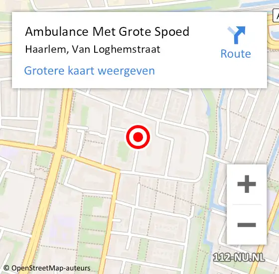 Locatie op kaart van de 112 melding: Ambulance Met Grote Spoed Naar Haarlem, Van Loghemstraat op 9 december 2016 02:37