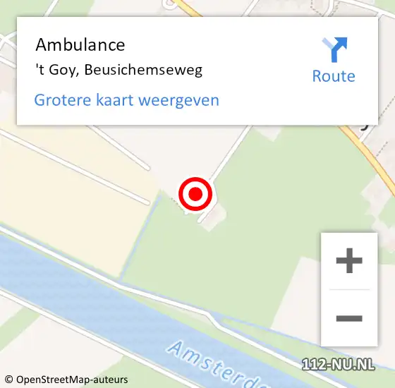 Locatie op kaart van de 112 melding: Ambulance 't Goy, Beusichemseweg op 9 december 2016 04:05