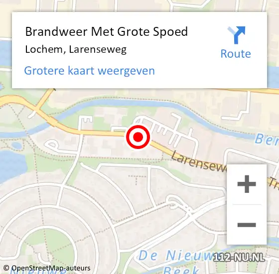 Locatie op kaart van de 112 melding: Brandweer Met Grote Spoed Naar Lochem, Larenseweg op 9 december 2016 06:50