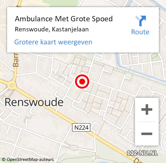 Locatie op kaart van de 112 melding: Ambulance Met Grote Spoed Naar Renswoude, Kastanjelaan op 3 januari 2014 20:21