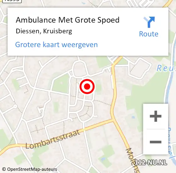 Locatie op kaart van de 112 melding: Ambulance Met Grote Spoed Naar Diessen, Kruisberg op 9 december 2016 07:43