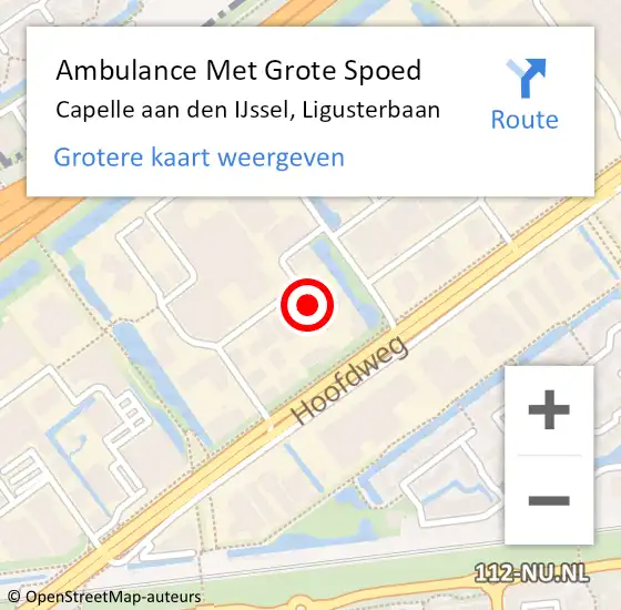 Locatie op kaart van de 112 melding: Ambulance Met Grote Spoed Naar Capelle aan den IJssel, Ligusterbaan op 9 december 2016 07:44
