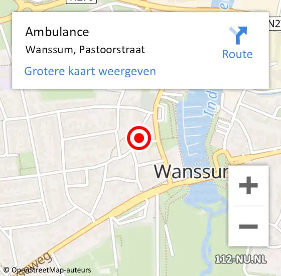 Locatie op kaart van de 112 melding: Ambulance Wanssum, Pastoorstraat op 9 december 2016 08:07