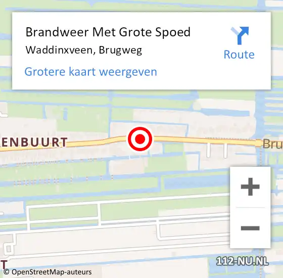 Locatie op kaart van de 112 melding: Brandweer Met Grote Spoed Naar Waddinxveen, Brugweg op 9 december 2016 08:19