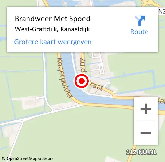 Locatie op kaart van de 112 melding: Brandweer Met Spoed Naar West-Graftdijk, Kanaaldijk op 9 december 2016 08:24