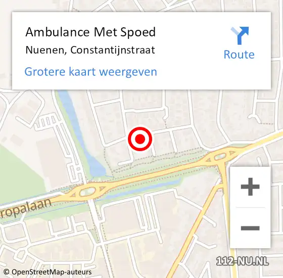 Locatie op kaart van de 112 melding: Ambulance Met Spoed Naar Nuenen, Constantijnstraat op 9 december 2016 09:50