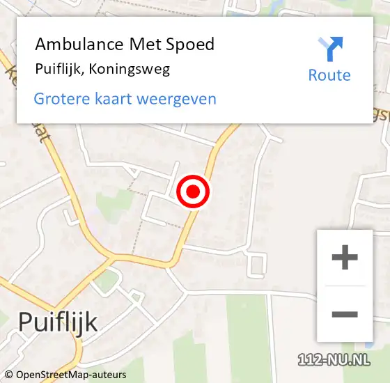 Locatie op kaart van de 112 melding: Ambulance Met Spoed Naar Puiflijk, Koningsweg op 9 december 2016 10:17