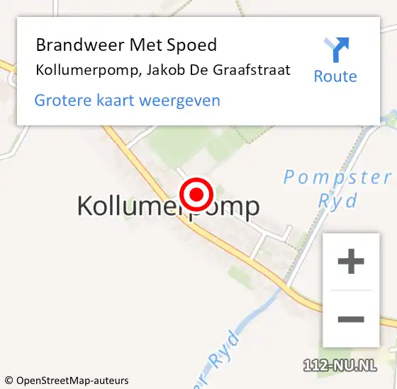 Locatie op kaart van de 112 melding: Brandweer Met Spoed Naar Kollumerpomp, Jakob De Graafstraat op 3 januari 2014 20:42