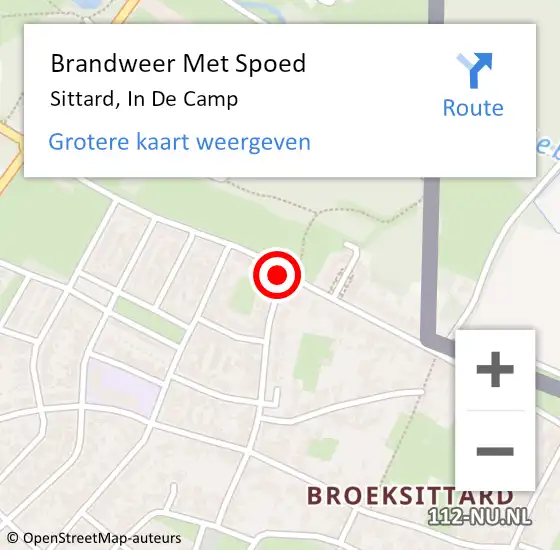 Locatie op kaart van de 112 melding: Brandweer Met Spoed Naar Sittard, In De Camp op 9 december 2016 11:02