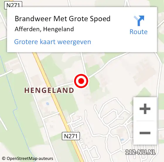 Locatie op kaart van de 112 melding: Brandweer Met Grote Spoed Naar Afferden, Hengeland op 9 december 2016 11:04