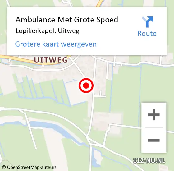 Locatie op kaart van de 112 melding: Ambulance Met Grote Spoed Naar Lopikerkapel, Uitweg op 9 december 2016 12:06